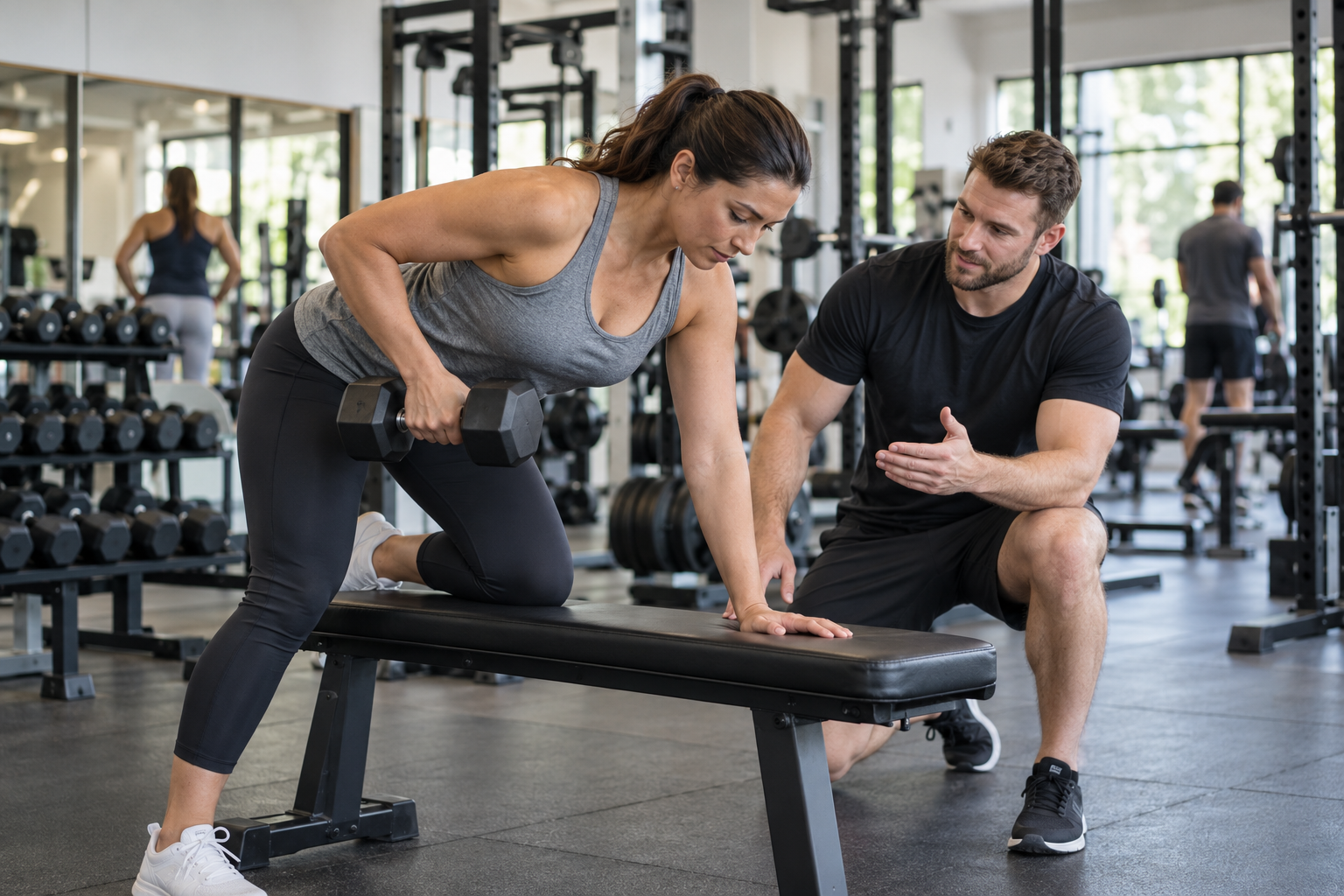 Illustrative image of a participant exercising with a coach